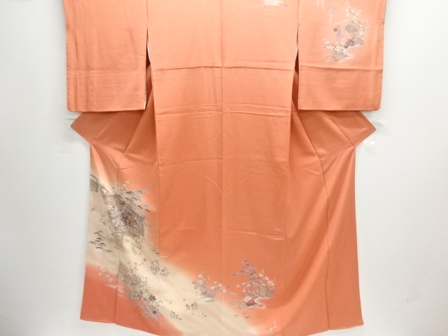 御所車に草花模様訪問着